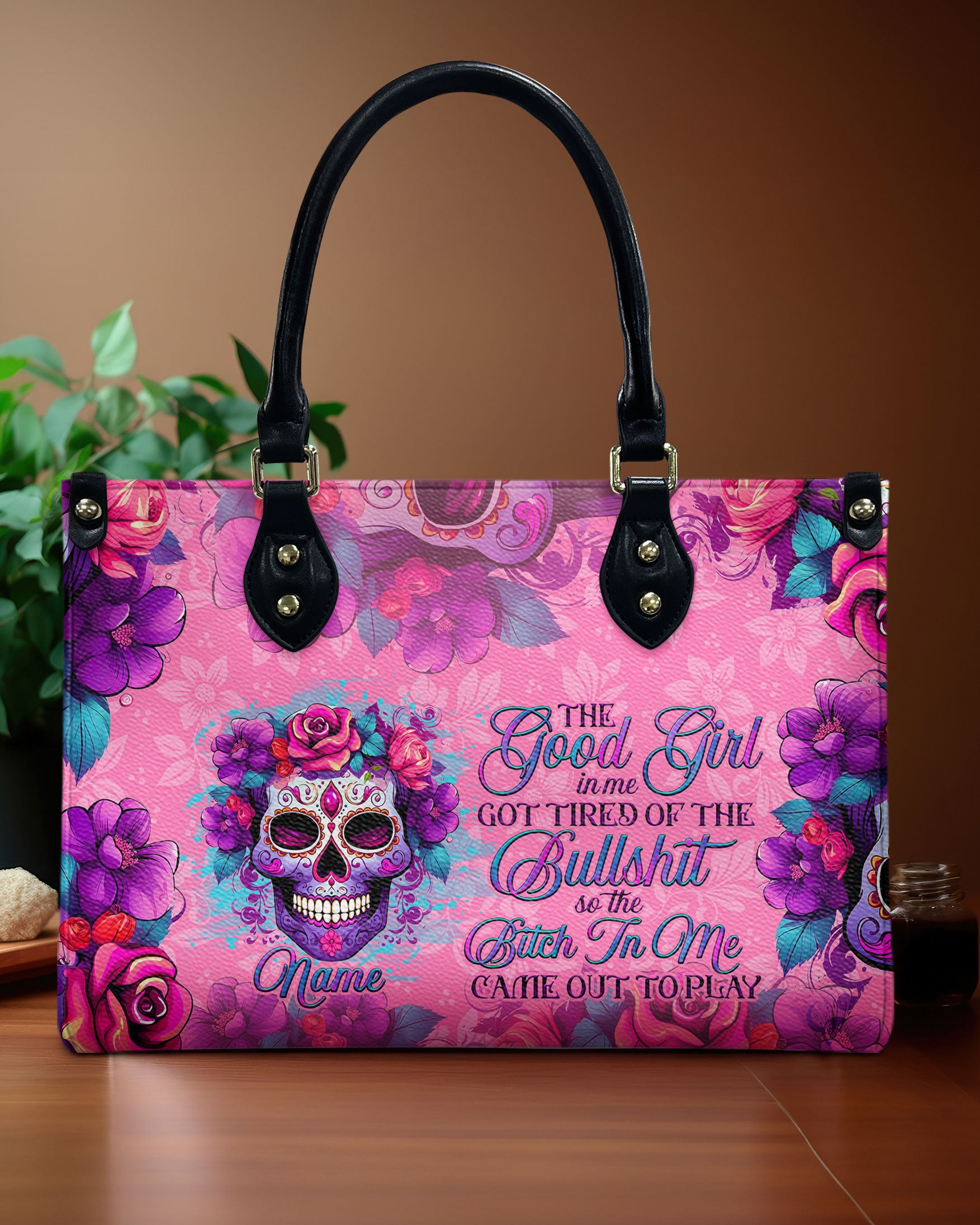 THE GOOD GIRL IN ME SUGAR SKULL LEATHER HANDBAG - TLNO2203241