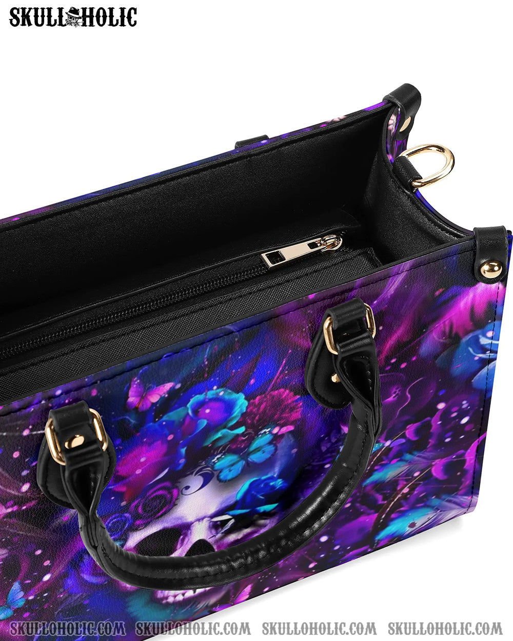 GLOWING SKULL FLOWER LEATHER HANDBAG - YHLT0208243