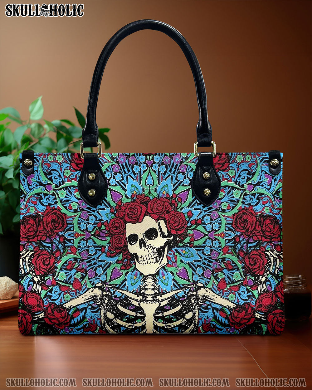 SKELETON ROSE LEATHER HANDBAG - YHHG1909245