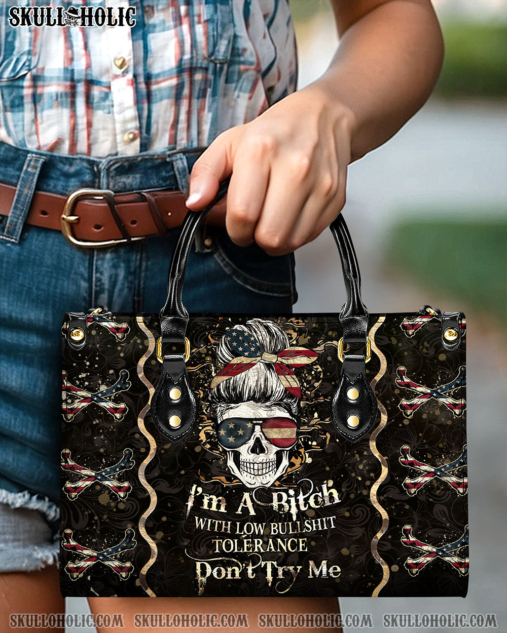 I'M A B DON'T TRY ME LEATHER HANDBAG - YHHN2803242