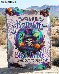 THE GOOD GIRL IN ME HALLOWEEN WITCH WOVEN AND FLEECE BLANKET - TLNO1909233