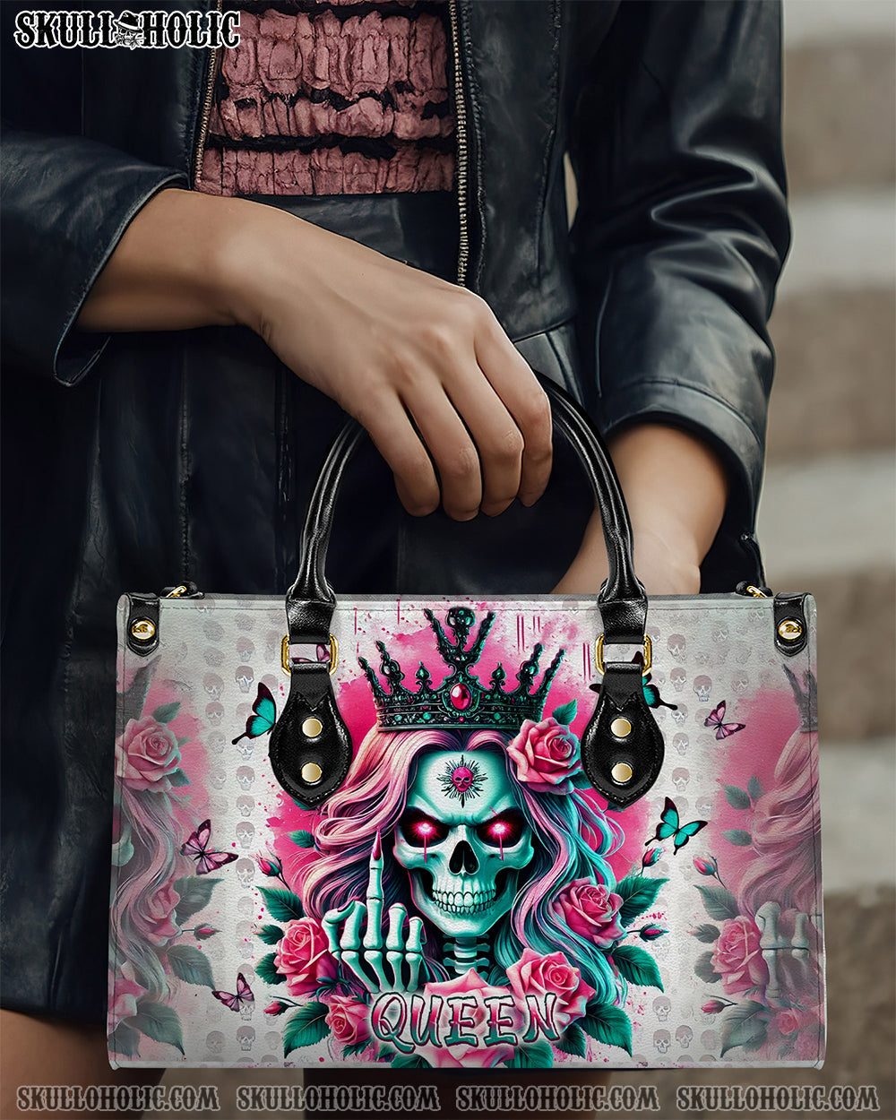 SKULL QUEEN LEATHER HANDBAG - TLPQ2106244