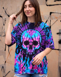 CYAN PINK SKULL FIRE SWIRL ALL OVER PRINT - TYPQ2110262