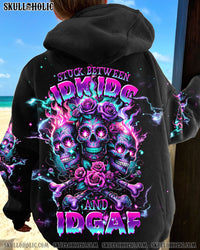 STUCK BETWEEN IDK IDC AND IDGAF 3 ROSE SKULLS ALL OVER PRINT - TLNT2812232
