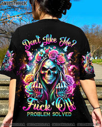 DON'T LIKE ME FCK OFF PROBLEM SOLVED MESSY BUN SKULL ALL OVER PRINT - TLTW1406241