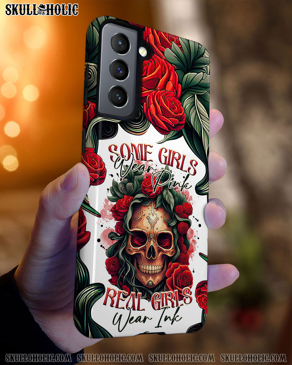 REAL GIRLS WEAR INK SKULL ROSE PHONE CASE - TLTR1407232