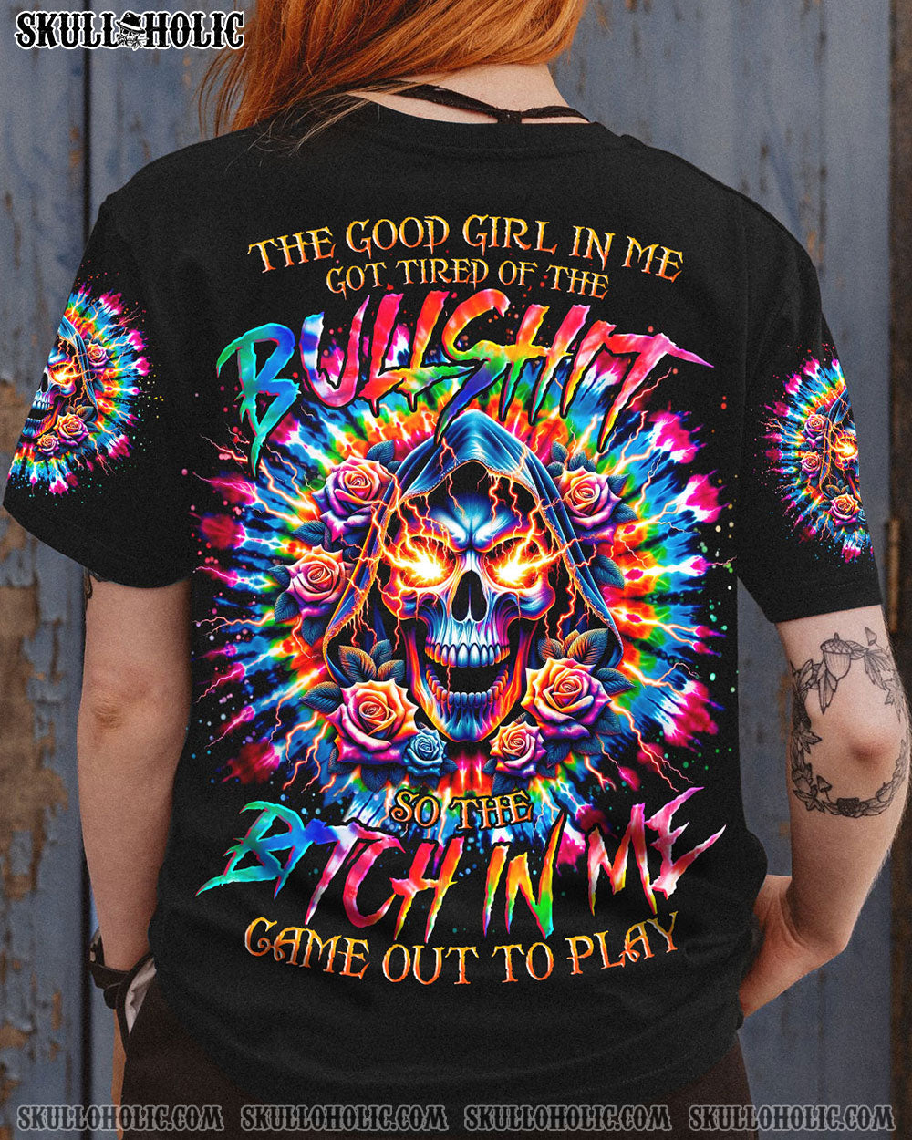 THE GOOD GIRL IN ME REAPER ROSE TIE DYE ALL OVER PRINT - TLNO0711232