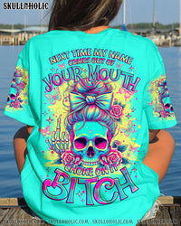 NEXT TIME MY NAMES COMES OUT MESSY BUN SKULL ALL OVER PRINT - TLNO0807241