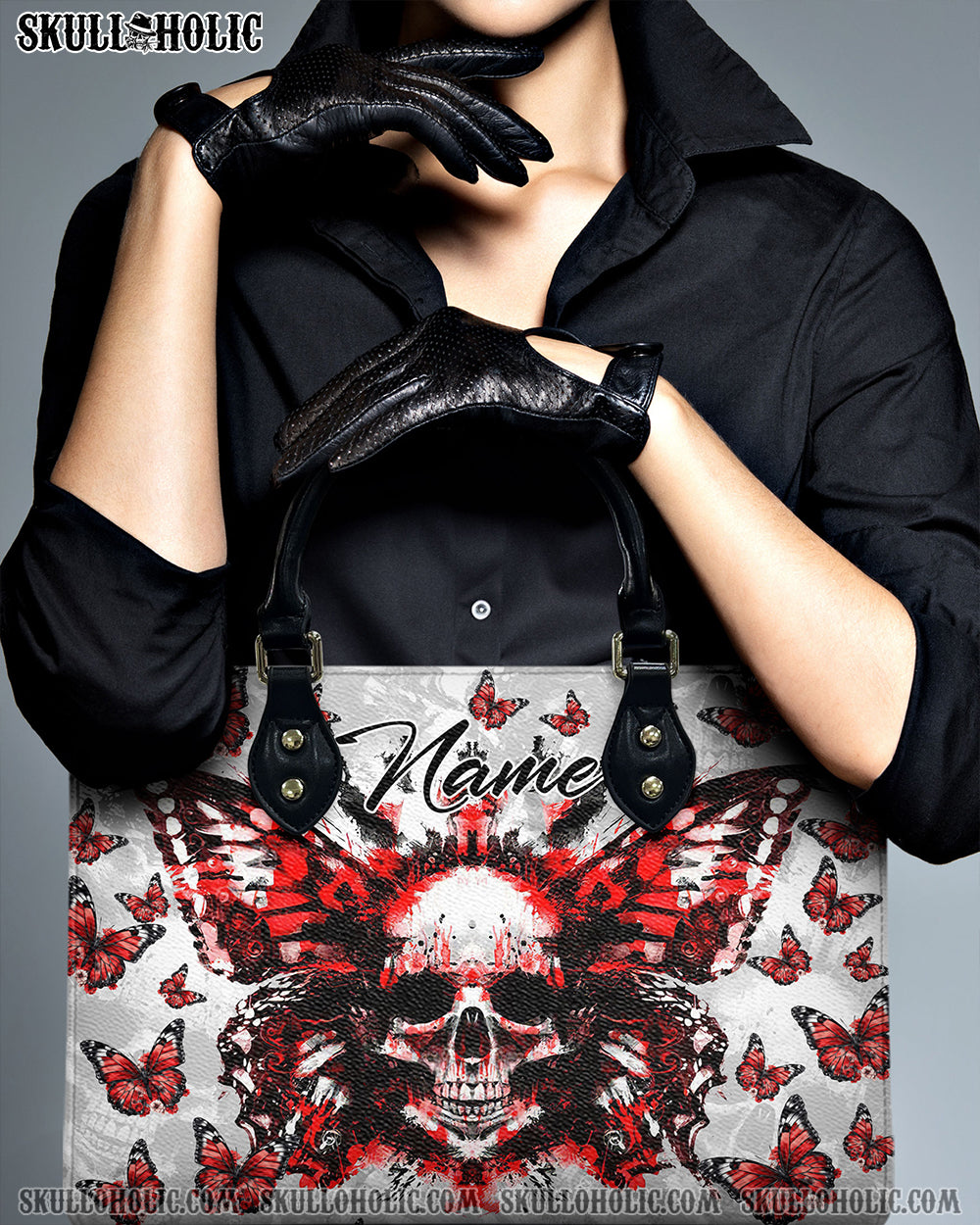 DEMON BUTTERFLY SKULL LEATHER HANDBAG - TYTM0404244