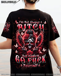 I'M NOT ALWAYS A B SKULL MESSY BUN ROSE ALL OVER PRINT - TLPQ2806243