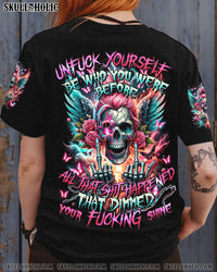 BE WHO YOU MESSY BUN SKULL ALL OVER PRINT - TYTD0605244