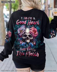 I HAVE A GOOD HEART SKULL FLORAL ALL OVER PRINT - TLTW2109233
