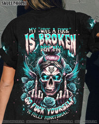 MY GIVE A F IS BROKEN MESSY BUN SKULL ALL OVER PRINT - TLNT1505244