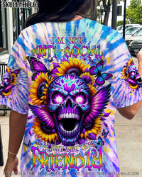 I'M NOT ANTI-SOCIAL ANGRY SKULL SUNFLOWER ALL OVER PRINT - TLNT0412233