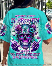 MY GIVE A F IS BROKEN SUGAR SKULL FLORAL ALL OVER PRINT - TLNT0112233