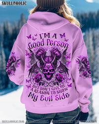 I'M A GOOD PERSON SKULL MESSY BUN WINGS ALL OVER PRINT - TLNZ0210241