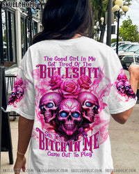 THE GOOD GIRL IN ME 3 SKULLS ROSE ALL OVER PRINT - TLNT0310231