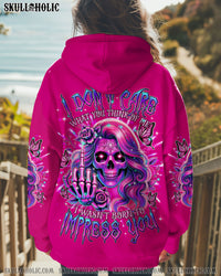 I DON'T CARE WHAT YOU THINK OF ME SKULL MESSY BUN ALL OVER PRINT - TLTR2702251