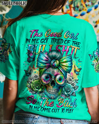 THE GOOD GIRL IN ME MESSY BUN SKULL ALL OVER PRINT - TYTM1305241