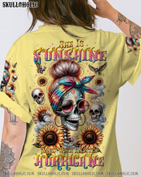 SHE IS SUNSHINE MESSY BUN SKULL ALL OVER PRINT - TLNT0311232