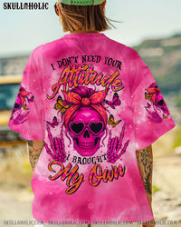 I DON'T NEED YOUR ATTITUDE SKULL MESSY BUN ALL OVER PRINT - TLTR1206251