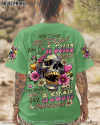 DIDN'T CARE YESTERDAY SKULL FLOWER ALL OVER PRINT  - TLTR0807251