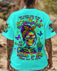 THE GOOD GIRL IN ME ROSE SKULL MESSY BUN   ALL OVER PRINT   - TLTW2905252