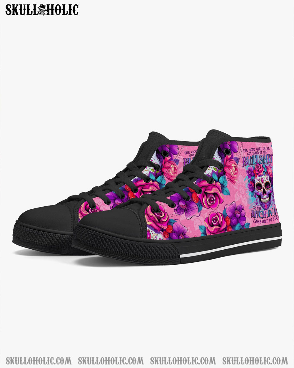 THE GOOD GIRL IN ME SUGAR SKULL HIGH TOP CANVAS SHOES - TLNO2410234