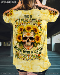 SHE IS SUNSHINE SKULL SUNFLOWER ALL OVER PRINT - YHHG1709252