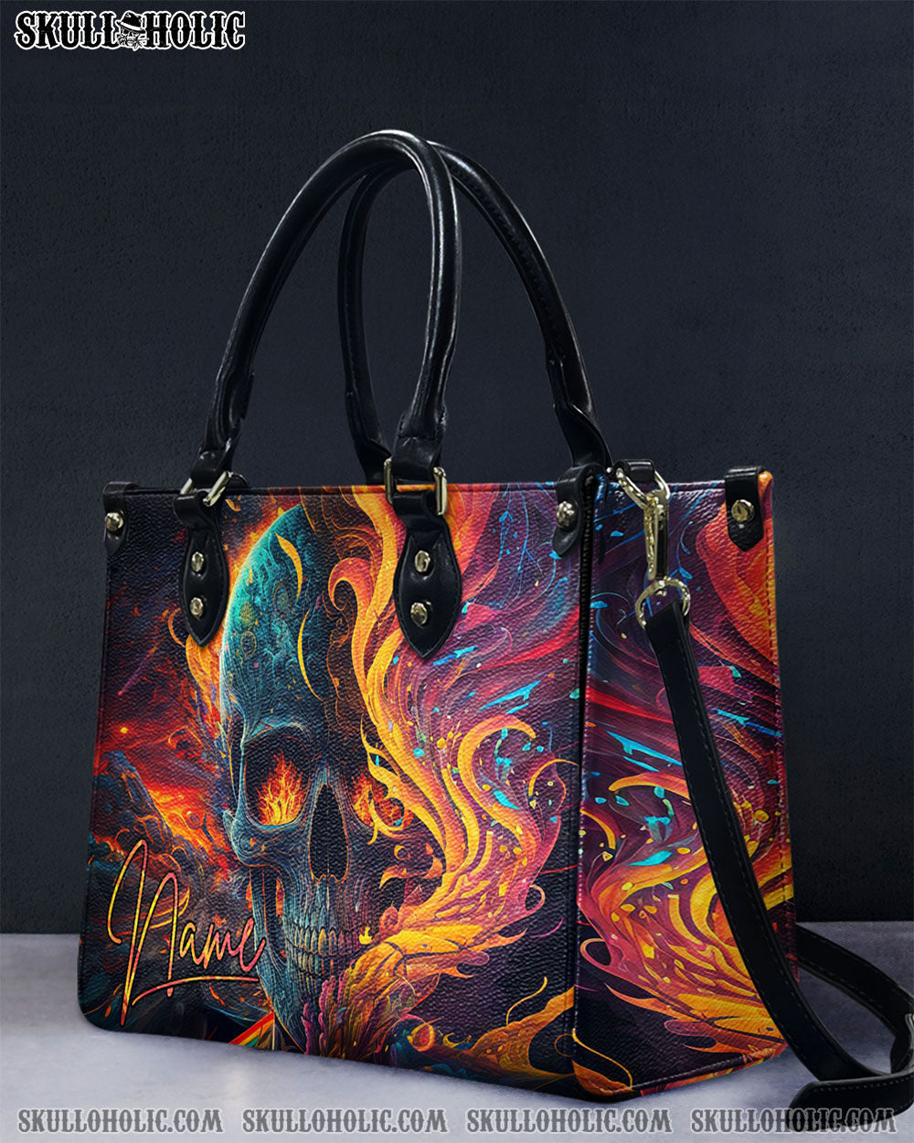 SKULL ON FIRE LEATHER HANDBAG - TYTM0204244