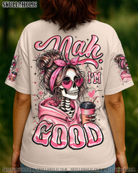 NAH I'M GOOD MESSY BUN SKULL ALL OVER PRINT - TYQY0309253