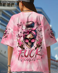 FCK CANCER MESSY BUN SKULL TIE DYE BREAST CANCER ALL OVER PRINT  - TLNT2407252