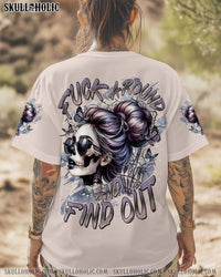 F AROUND AND FIND OUT SKULL MESSY BUN ALL OVER PRINT   - TLTR1406253