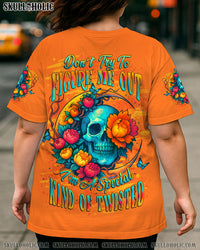 DON'T TRY TO FIGURE ME OUT SKULL FLOWER ALL OVER PRINT - YHLT1909254