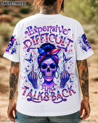 EXPENSIVE DIFFICULT AND TALKS BACK MESSY BUN ALL OVER PRINT - TLNO2005252