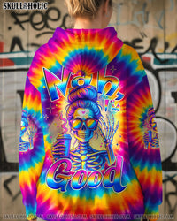 NAH I'M GOOD MESSY BUN SKULL TIE DYE ALL OVER PRINT - TYQY1711252