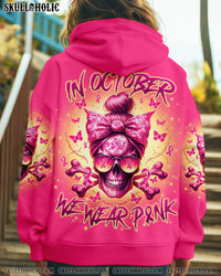 IN OCTOBER WE WEAR PINK MESSY BUN SKULL BREAST CANCER   ALL OVER PRINT - TLNO2607251