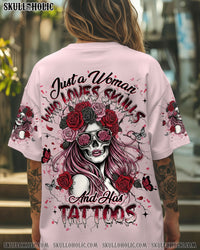 JUST A WOMAN WHO LOVES SKULL ROSES ALL OVER PRINT - YHHG2011253