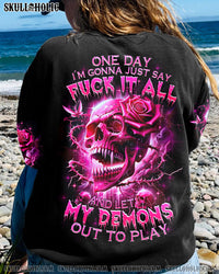 ONE DAY I'M GONNA JUST SAY SKULL ROSE ALL OVER PRINT - TLNZ2310232