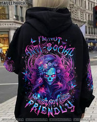 I'M NOT ANTI-SOCIAL MAD SKULL LADY ALL OVER PRINT - YHLT1001242