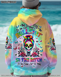 THE GOOD GIRL IN ME GOT TIRED SKULL MESSY BUN TIE DYE ALL OVER PRINT  - TLTW0403251