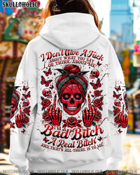 I DON'T GIVE A F ABOUT WHAT YOU SAY MESSY BUN SKULL ALL OVER PRINT - TLNT1802254