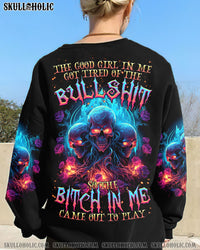 THE GOOD GIRL IN ME 3 SKULLS ROSE ALL OVER PRINT - TLTR2602241