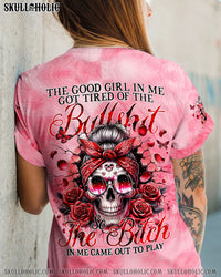 THE GOOD GIRL IN ME MESSY BUN SKULL ALL OVER PRINT - TYTM1305244
