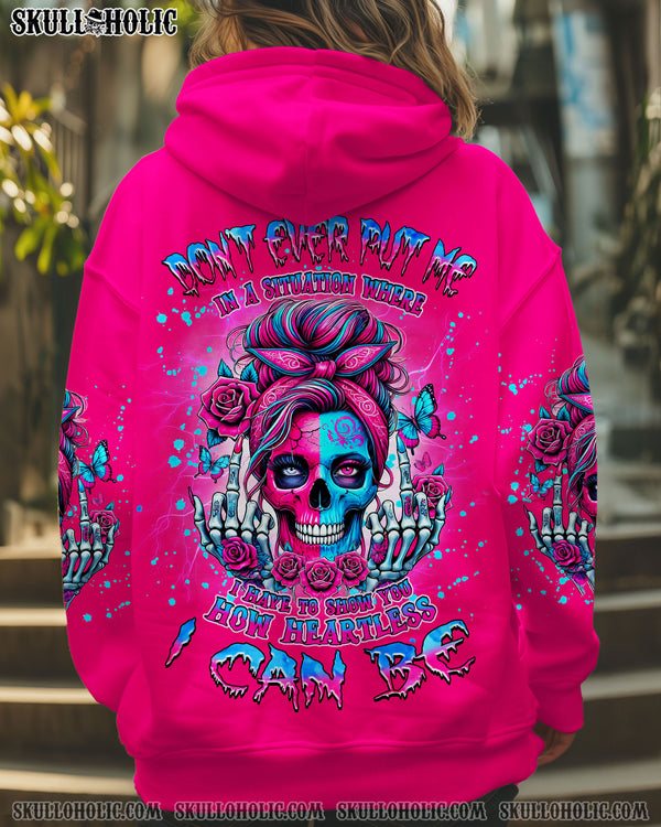 HOW HEARTLESS I CAN BE TATTOO SKULL MESSY BUN ALL OVER PRINT - TLNZ2802252