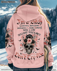 I'M A B DON'T TRY ME ROSE SKULL MESSY BUN ALL OVER PRINT - TLNO2311241