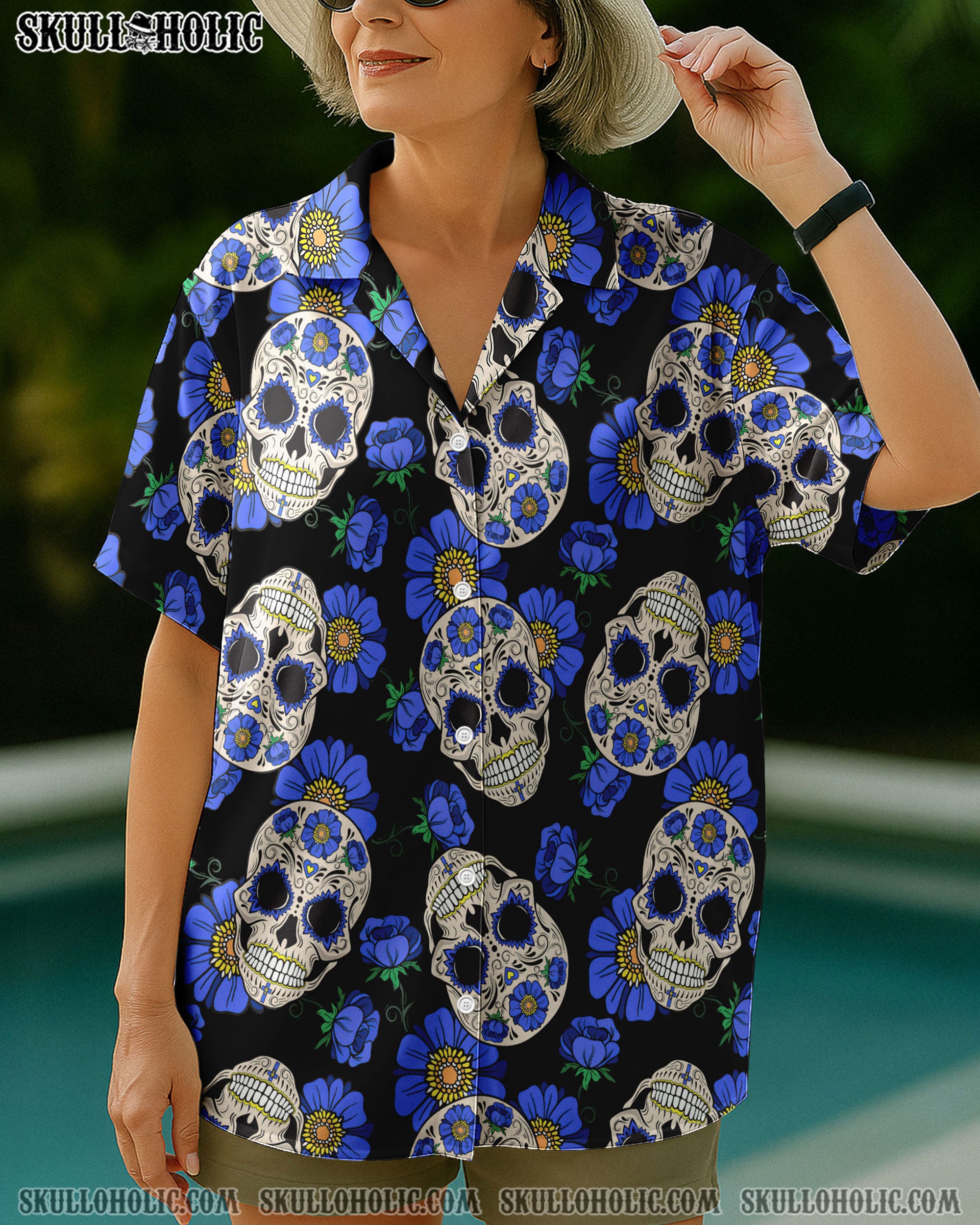 SUGAR SKULL FLOWER HAWAIIAN SHIRT  - TLNT0404252