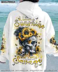 A LITTLE SUNSHINE A LITTLE SAVAGE SKULL SUNFLOWER ALL OVER PRINT - TLPQ0304244