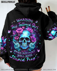 WARNING THIS TATTOOED GIRL SKULL FLOWERS ALL OVER PRINT - YHKD2111231