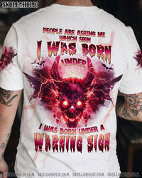 I WAS BORN UNDER A WARNING SIGN DEMON SKULL ALL OVER PRINT - TLPQ0104243